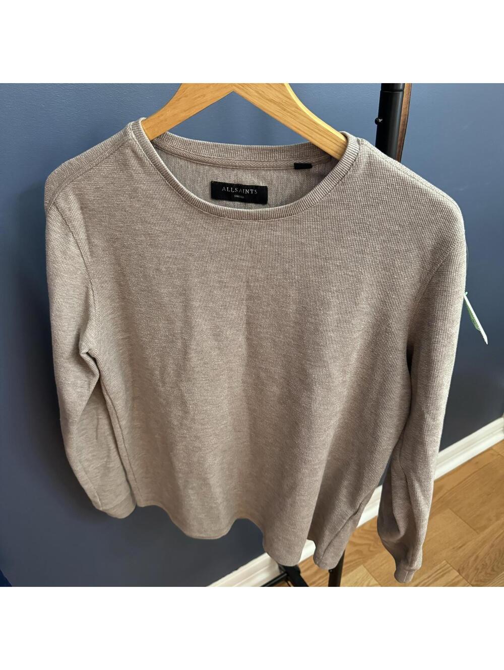 All Saints, Beige Crewneck Sweater, Mens Small